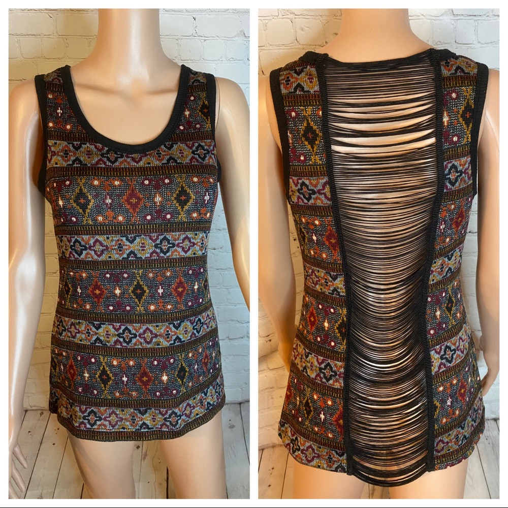 Poetry clothing unique tribal patterned tank size small